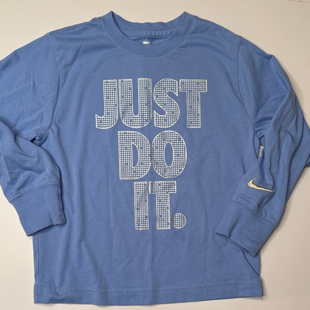 Nike Sky Blue Long Sleeve Tee with silver accents